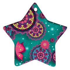 Floral Pattern Abstract Colorful Flow Oriental Spring Summer Ornament (star)