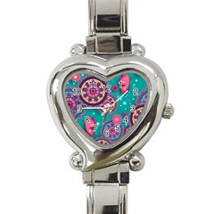 Floral Pattern Abstract Colorful Flow Oriental Spring Summer Heart Italian Charm Watch