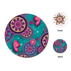 Floral Pattern Abstract Colorful Flow Oriental Spring Summer Playing Cards Single Design (round)