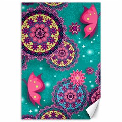 Floral Pattern Abstract Colorful Flow Oriental Spring Summer Canvas 24  X 36 