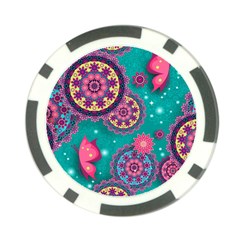 Floral Pattern Abstract Colorful Flow Oriental Spring Summer Poker Chip Card Guard (10 Pack)