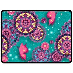 Floral Pattern Abstract Colorful Flow Oriental Spring Summer Fleece Blanket (large)