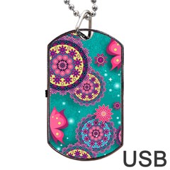 Floral Pattern Abstract Colorful Flow Oriental Spring Summer Dog Tag Usb Flash (two Sides)