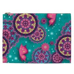 Floral Pattern Abstract Colorful Flow Oriental Spring Summer Cosmetic Bag (xxl)