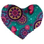 Floral Pattern Abstract Colorful Flow Oriental Spring Summer Large 19  Premium Heart Shape Cushions Front