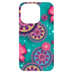 Floral Pattern Abstract Colorful Flow Oriental Spring Summer Iphone 14 Pro Black Uv Print Case