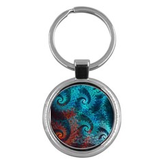 Fractal Art Spiral Ornaments Pattern Key Chain (round)