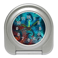 Fractal Art Spiral Ornaments Pattern Travel Alarm Clock