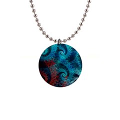 Fractal Art Spiral Ornaments Pattern 1  Button Necklace