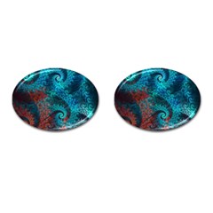 Fractal Art Spiral Ornaments Pattern Cufflinks (oval)