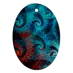 Fractal Art Spiral Ornaments Pattern Oval Ornament (two Sides)