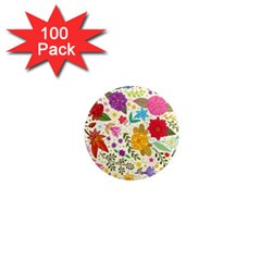 Colorful Flowers Pattern 1  Mini Magnets (100 Pack) 