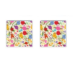 Colorful Flowers Pattern Cufflinks (square) by Cemarart