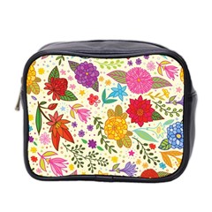 Colorful Flowers Pattern Mini Toiletries Bag (two Sides)