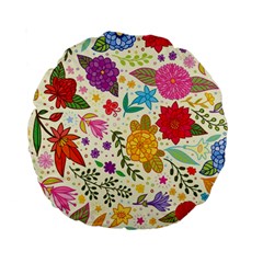 Colorful Flowers Pattern Standard 15  Premium Round Cushions