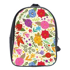 Colorful Flowers Pattern School Bag (xl)