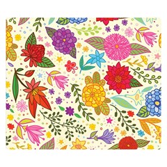 Colorful Flowers Pattern Two Sides Premium Plush Fleece Blanket (small)