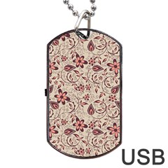 Violet Floral Pattern Flowers Vintage Flora Patterns Dog Tag Usb Flash (two Sides)