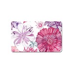 Violet Floral Pattern Magnet (Name Card) Front