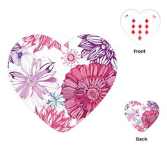 Violet Floral Pattern Playing Cards Single Design (heart)