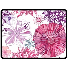 Violet Floral Pattern Fleece Blanket (large) by Cemarart