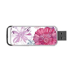 Violet Floral Pattern Portable Usb Flash (one Side)