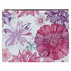 Violet Floral Pattern Cosmetic Bag (xxxl)