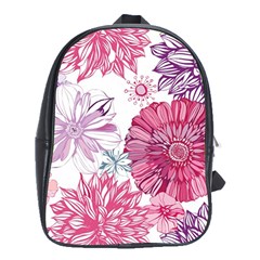 Violet Floral Pattern School Bag (xl)