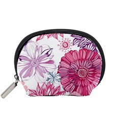 Violet Floral Pattern Accessory Pouch (small)