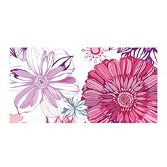 Violet Floral Pattern Satin Wrap 35  X 70 