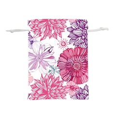 Violet Floral Pattern Lightweight Drawstring Pouch (s)