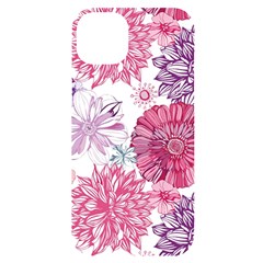 Violet Floral Pattern Iphone 14 Plus Black Uv Print Case by Cemarart