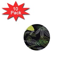 Leaves Floral Pattern Nature 1  Mini Buttons (10 Pack)  by Cemarart