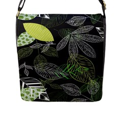 Leaves Floral Pattern Nature Flap Closure Messenger Bag (l)