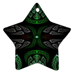 Fractal Green Black 3d Art Floral Pattern Ornament (star)