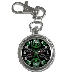 Fractal Green Black 3d Art Floral Pattern Key Chain Watches