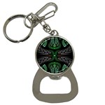 Fractal Green Black 3d Art Floral Pattern Bottle Opener Key Chain Front