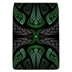 Fractal Green Black 3d Art Floral Pattern Removable Flap Cover (l)