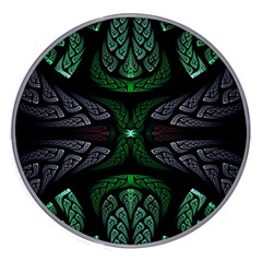 Fractal Green Black 3d Art Floral Pattern Wireless Fast Charger(white)