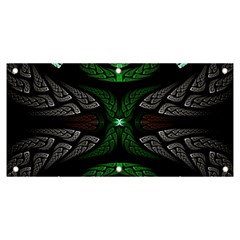 Fractal Green Black 3d Art Floral Pattern Banner And Sign 6  X 3 