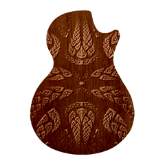 Fractal Green Black 3d Art Floral Pattern Guitar Shape Wood Guitar Pick Holder Case And Picks Set