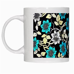 Blue Flower Floral Flora Naure Pattern White Mug by Cemarart