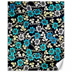 Blue Flower Floral Flora Naure Pattern Canvas 11  X 14 