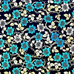 Blue Flower Floral Flora Naure Pattern Play Mat (rectangle) by Cemarart