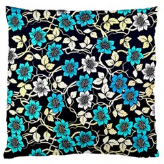 Blue Flower Floral Flora Naure Pattern Large Premium Plush Fleece Cushion Case (two Sides)