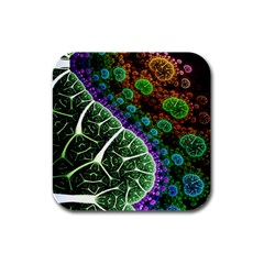 Digital Art Fractal Abstract Artwork 3d Floral Pattern Waves Vortex Sphere Nightmare Rubber Square Coaster (4 Pack) by Cemarart