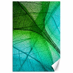 3d Leaves Texture Sheet Blue Green Canvas 20  X 30 