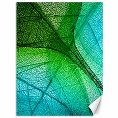 3d Leaves Texture Sheet Blue Green Canvas 36  X 48 