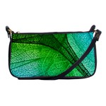 3d Leaves Texture Sheet Blue Green Shoulder Clutch Bag Front