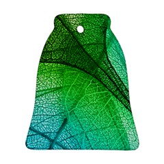 3d Leaves Texture Sheet Blue Green Ornament (bell)